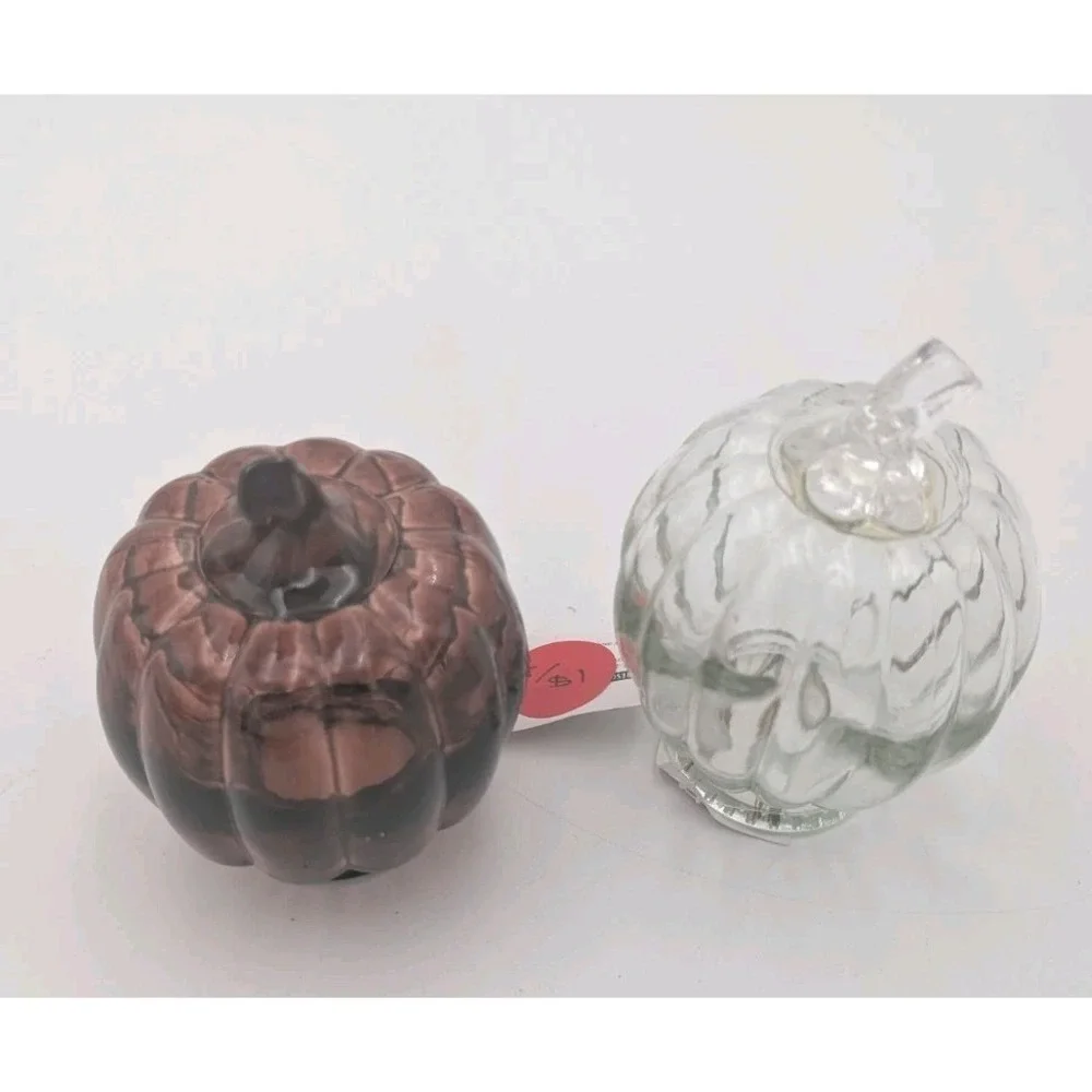 2 Target Bullseye Playground GLASS PUMPKINS Autumn Halloween Fall Thanksgiving